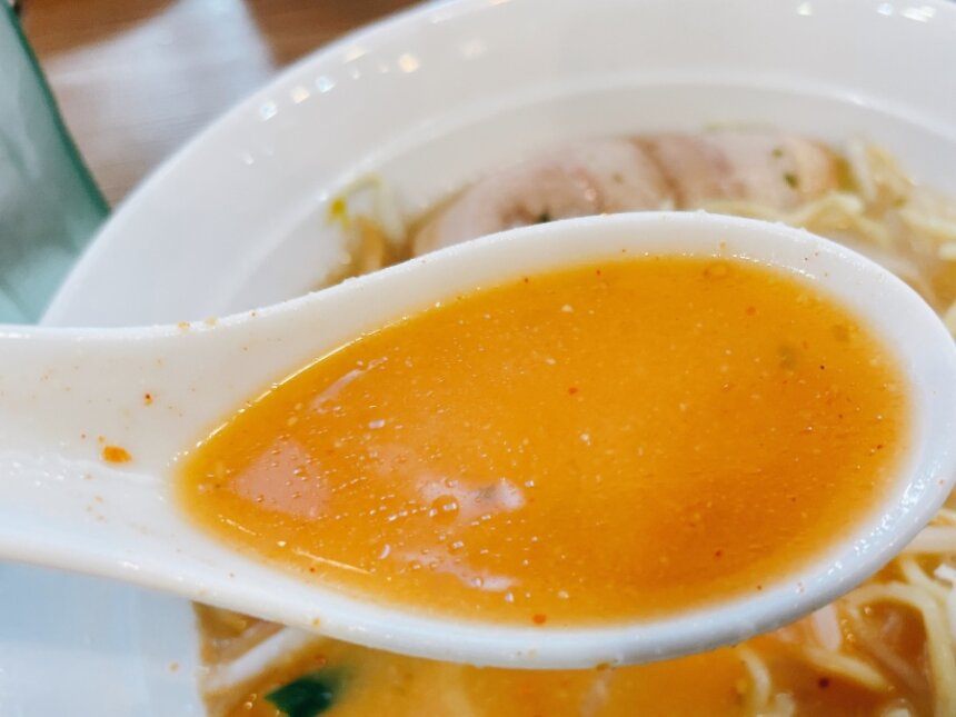 辛味噌を全部溶かしたスープ
