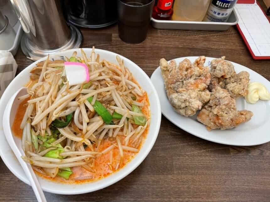 辛いタンメンと唐揚げセット