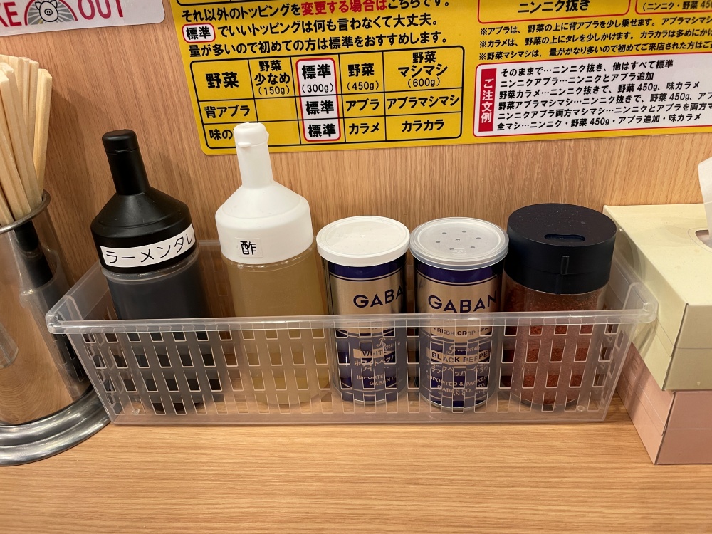 卓上の調味料