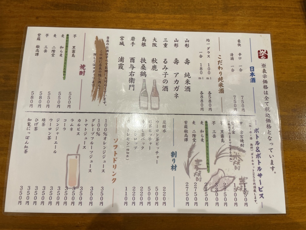 日本酒メニュー