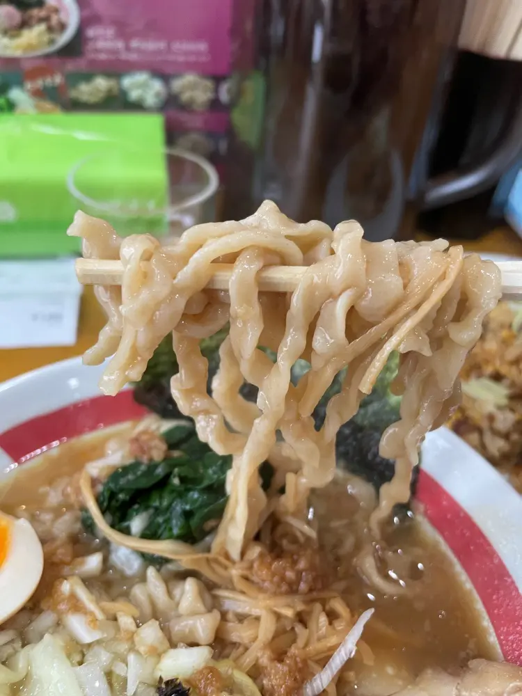 縮れの強い極太麺