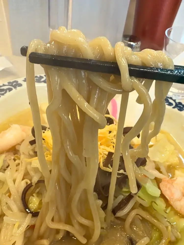 ぷりぷりの中太麺